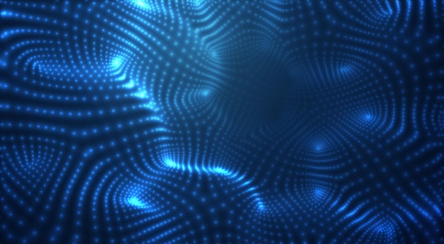 Vector blue glowing data stream in virtual space