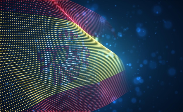 Vector bright glowing country flag of abstract dots.Spain