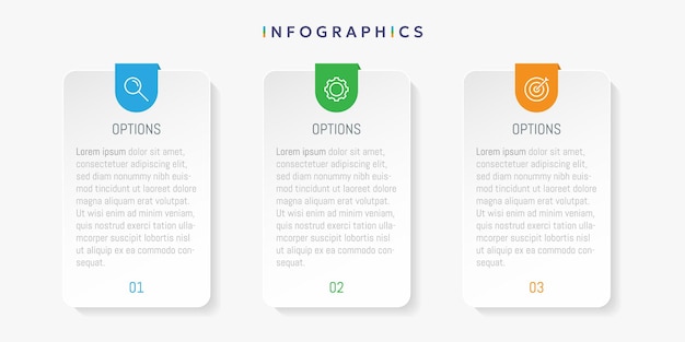 vector business infographic template with three steps