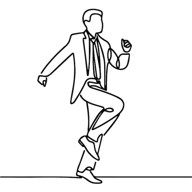 Vector business people dancing with a simple continuous line style and white background