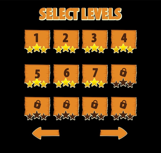 Vector button set designed game user interface illustrator for video game