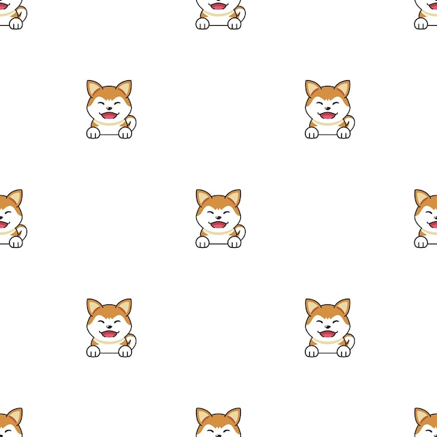 vector cartoon character akita inu dog seamless pattern background