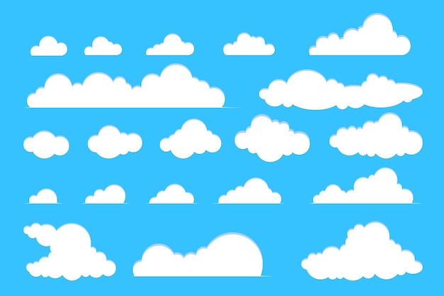 Vector Collection of Flat Clouds of Different Shapes and Sizes Cloud symbol for design website logo app UI