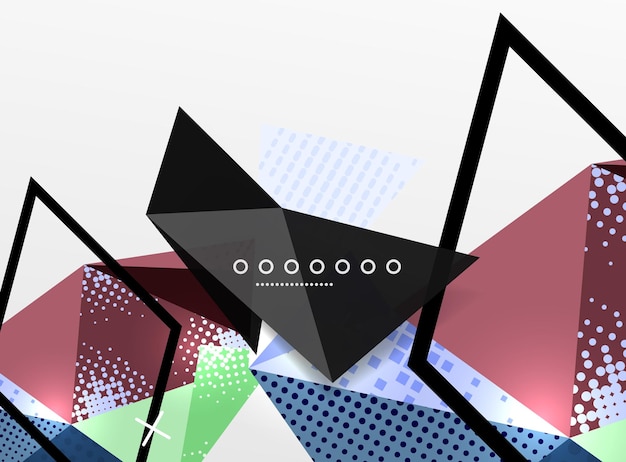 Vector color geometric abstract composition triangular and polygonal design elements digital techno background