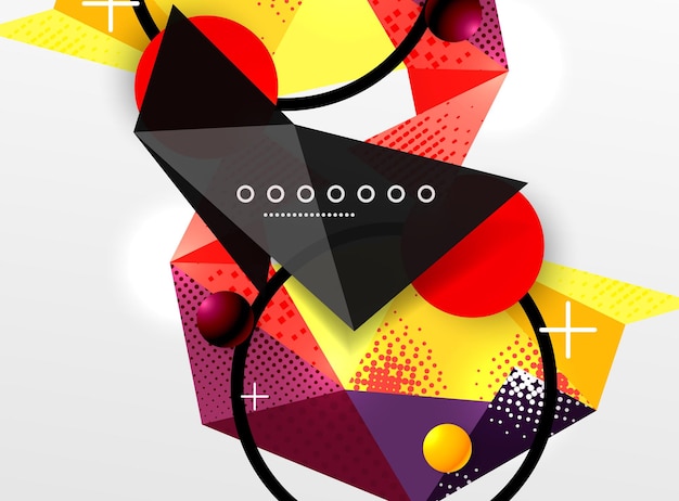 Vector color geometric abstract composition triangular and polygonal design elements digital techno background
