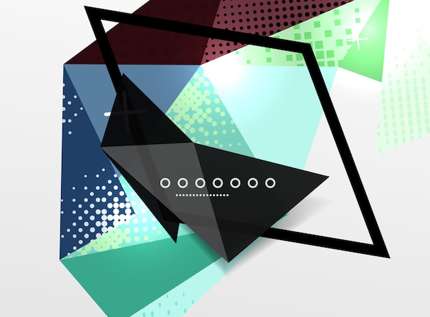 Vector color geometric abstract composition triangular and polygonal design elements digital techno background