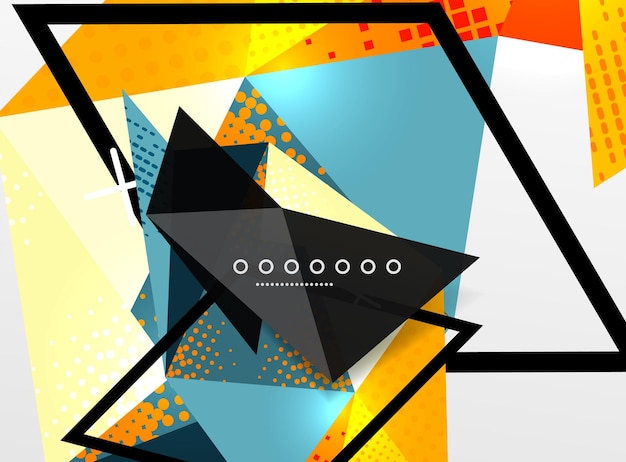 Vector color geometric abstract composition triangular and polygonal design elements digital techno background