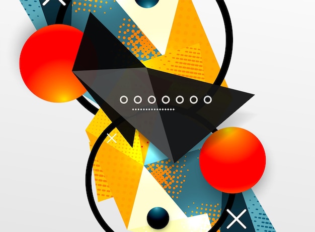 Vector color geometric abstract composition triangular and polygonal design elements digital techno background