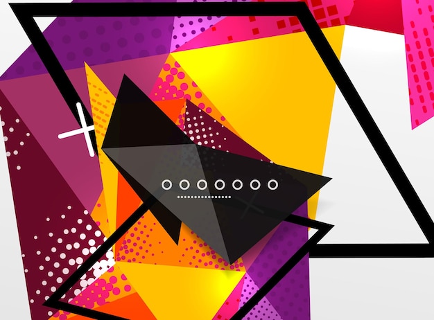 Vector color geometric abstract composition triangular and polygonal design elements digital techno background