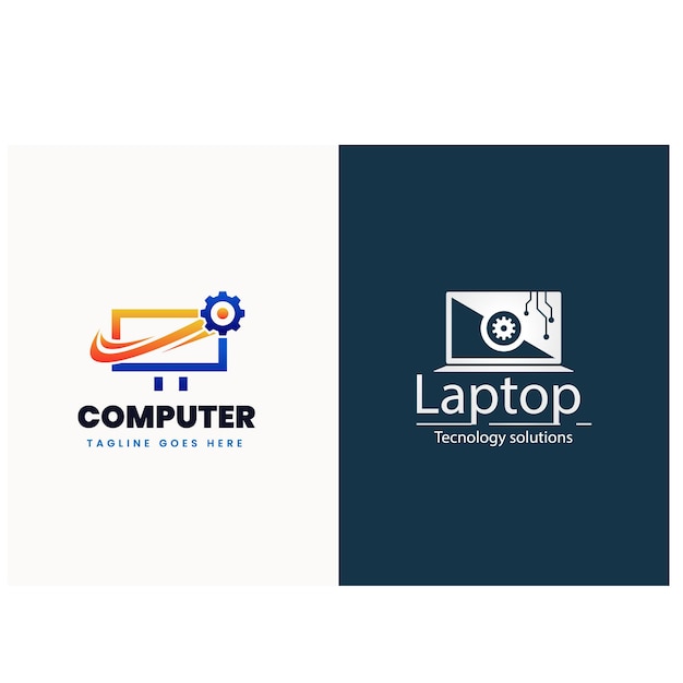 Vector computer and laptop repair logo template icon illustration