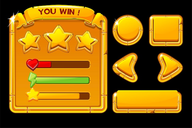 vector concept of golden user interface for game.