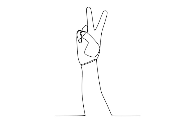 Vector continuous one line drawing hand gesture one finger looks palm concept single line draw desig