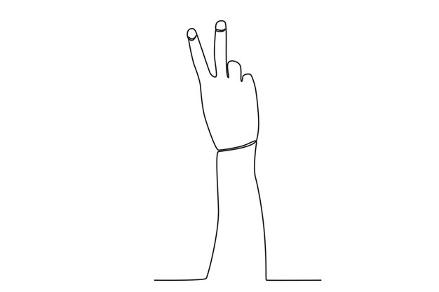 vector continuous one line drawing hand gesture v symbol for peace peace day concept single line dra