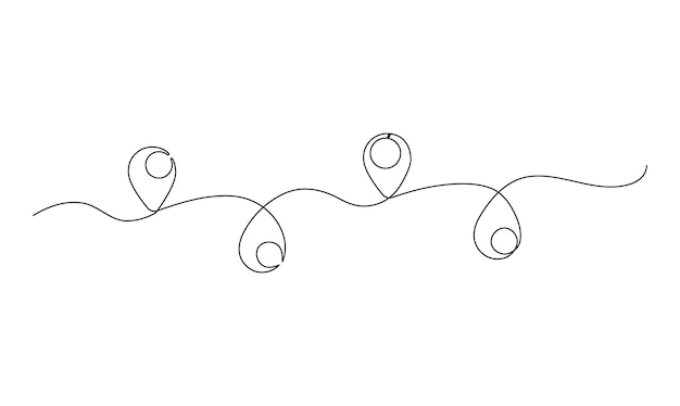 Vector continuous one simple single abstract line drawing of Location pointers isolated on