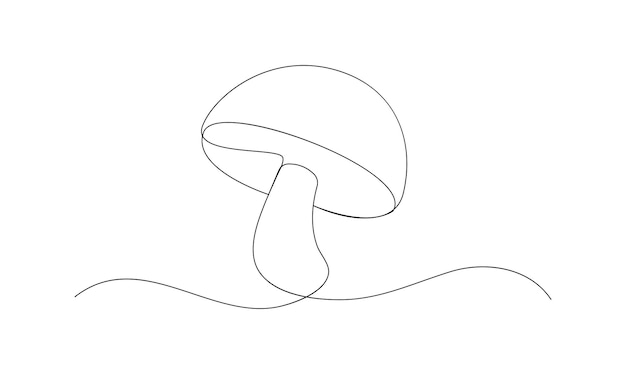 Vector continuous one simple single abstract line drawing of Mushroom isolated on a white background