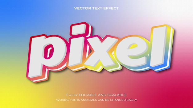 vector creative 3d text pixel, editable style effect template