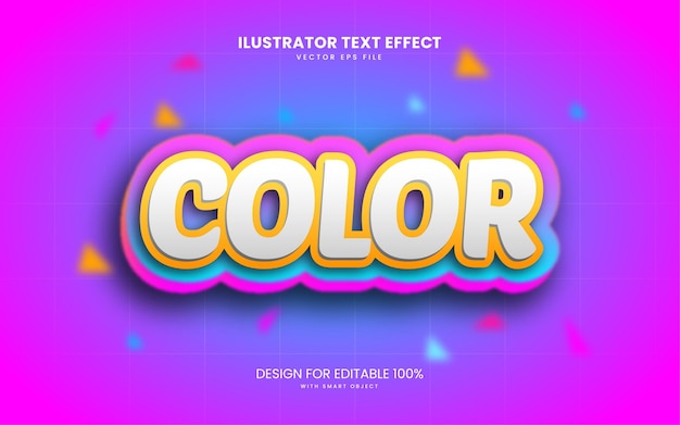 vector design 3d text effect color editable