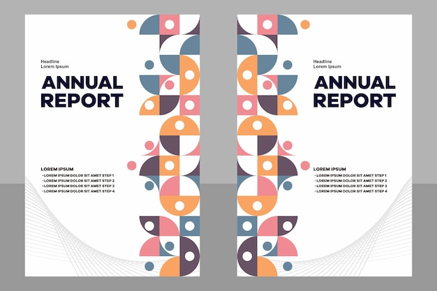 vector design layout collection A4 Colorful mosaic pattern annual report template set EPS 10