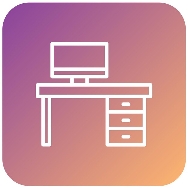 Vector Design Office Desk Icon Style