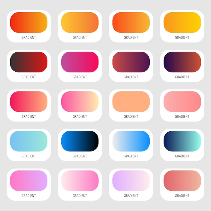 Vector vector different gradient color collection set pack colorful palette