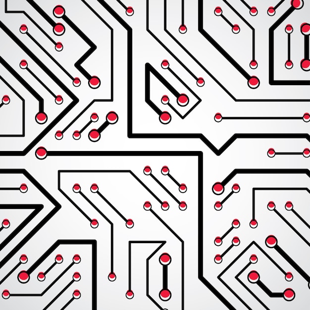 Vector digital technology background with circuit board elements, computer scheme texture. Device component, microprocessor abstract illustration.