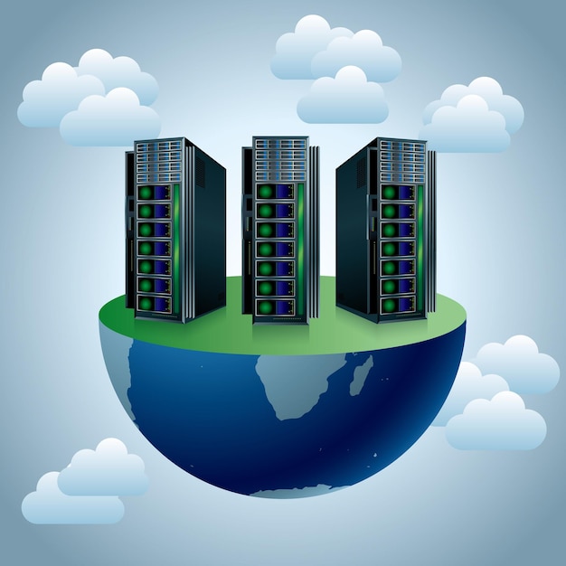 Vector drawn web server, Placed in the southern hemisphere.