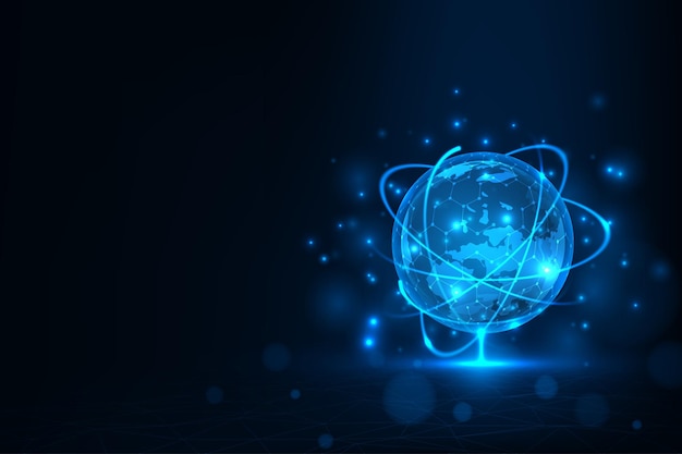 Vector earth with communication and social media concept Technology connecting abstract background