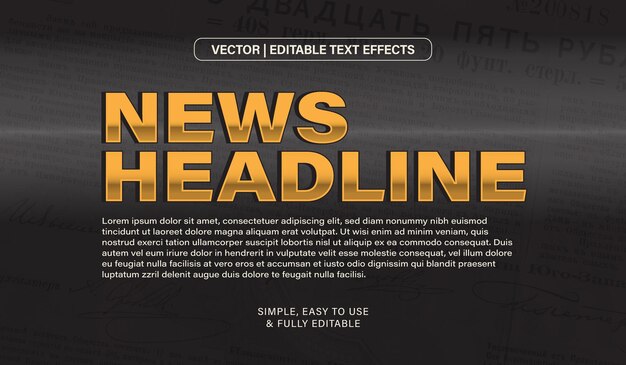 Vector Editable 3D Text Effects News Tittle