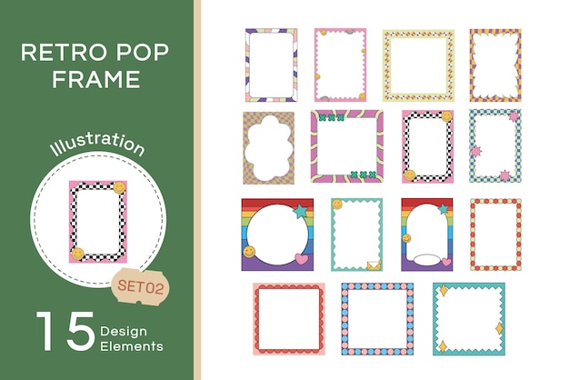 Vector flat Retro pop frame Set2