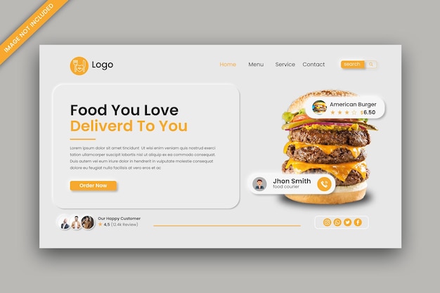vector food menu landing page and ui design template