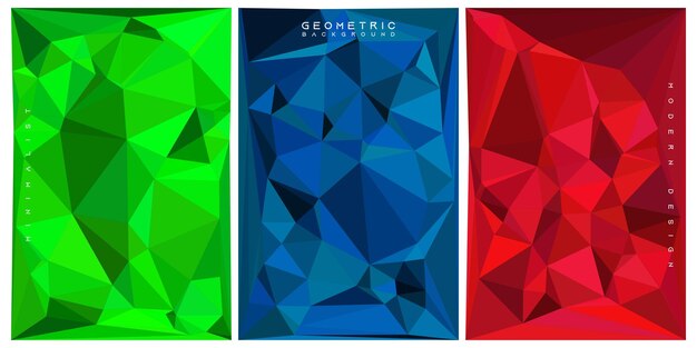 vector geometric background with triangles green blue red geometric background