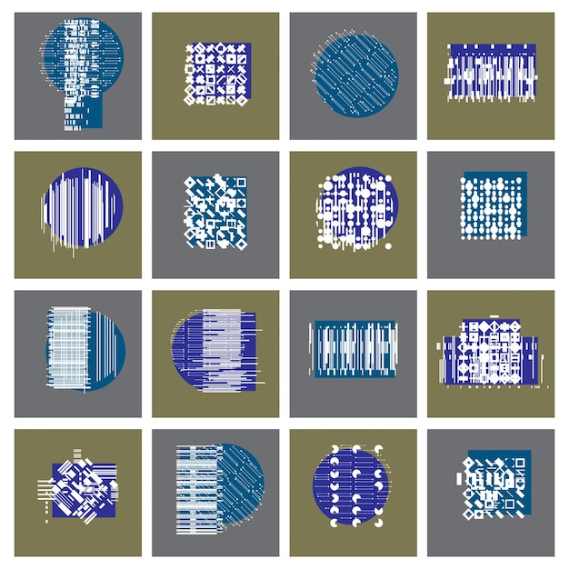 Vector geometric compositions set, abstract graphic arts collection.