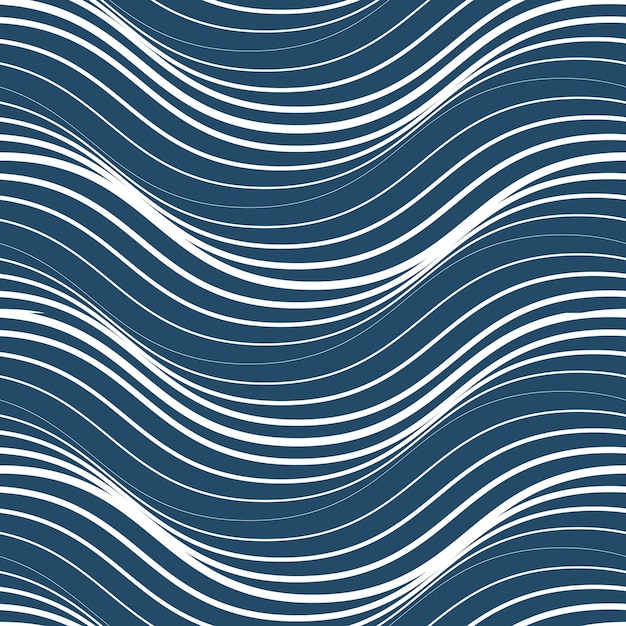 Vector geometric seamless pattern, abstract endless composition created with wavy lines. Black and white background with intertwine thin lines.