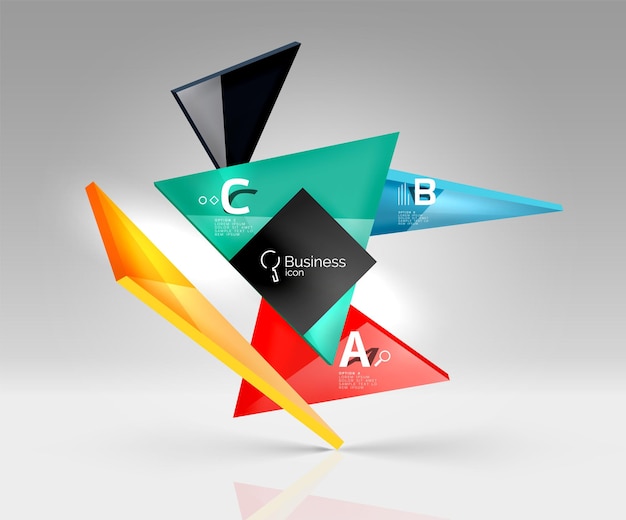 vector glass triangles composition on grey 3d background abstract background for workflow layout diagram number options or web design