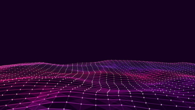 Vector glowing colorful wave with motion dots Abstract digital background Concept connection big data Futuristic technology backdrop
