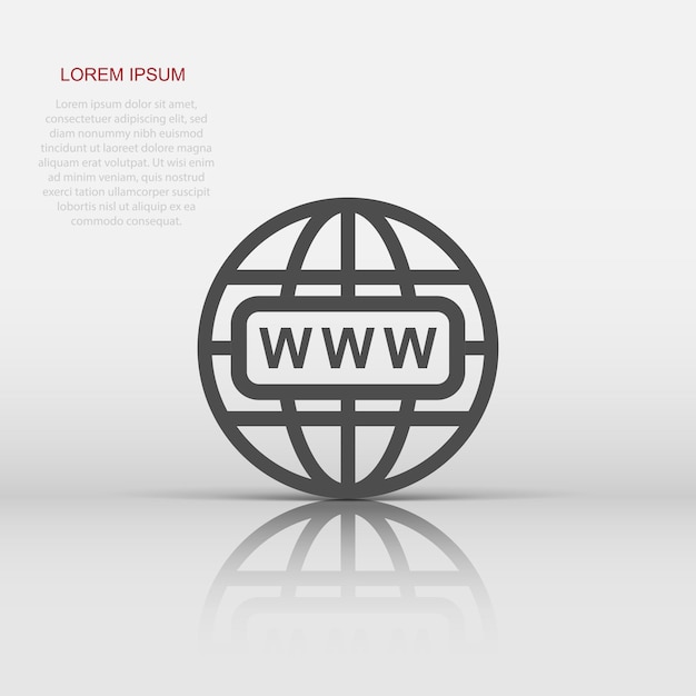 Vector go to web icon in flat style Globe world sign illustration pictogram WWW url business concept