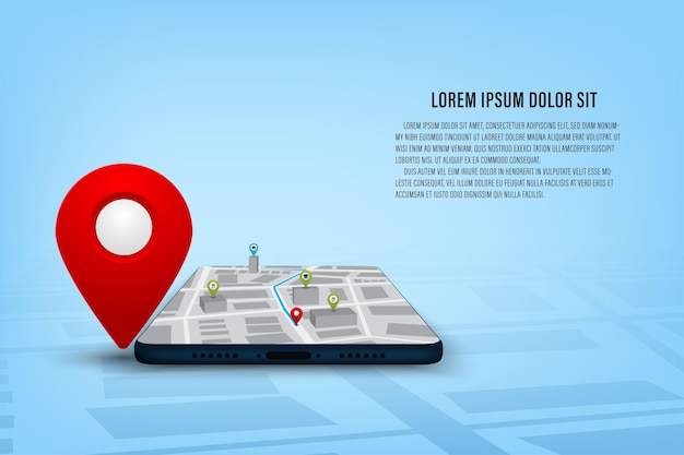 Vector GPS mobile application concept Navigation with smartphone design for web banner