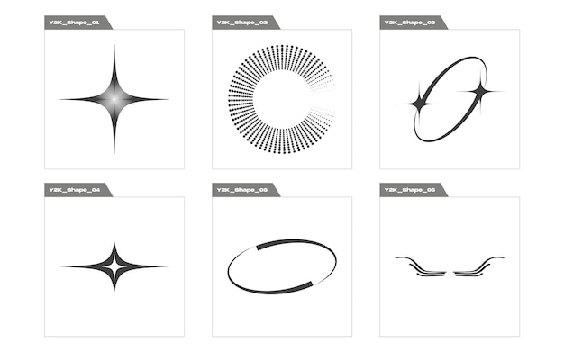 Vector Graphic Assets Set Trendy geometric postmodern figures Cyberpunk elements