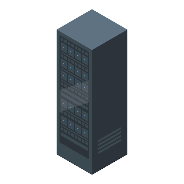 Vector graphic of an isometric server rack suitable for tech and data concepts