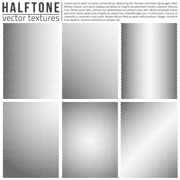 Vector halphtone textures set. Analog halftone structure.