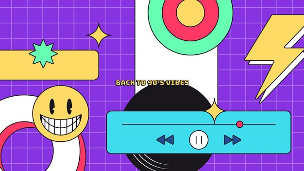 vector hand drawn 90s party youtube thumbnail