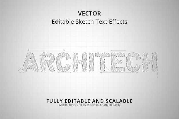 vector hand drawn editable sketch text effect