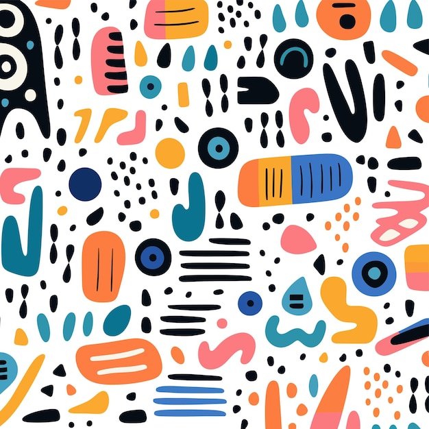 Vector hand drawn flat design abstract doodle pattern