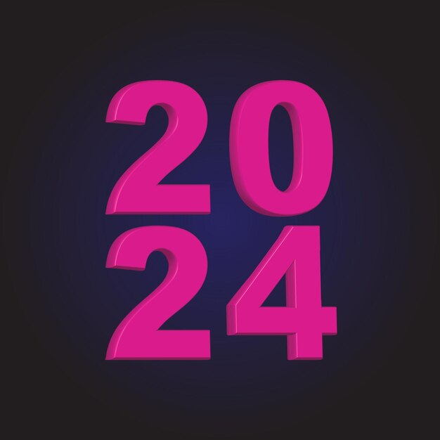 vector happy new year 2024 3d modern minimal background design