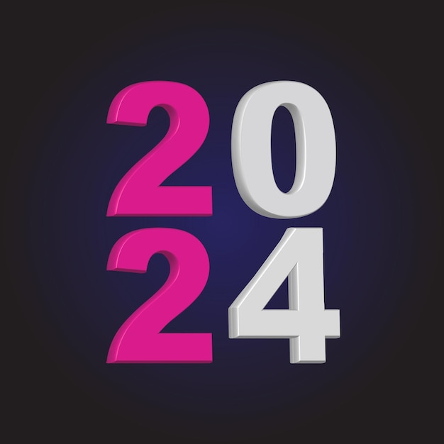 vector happy new year 2024 3d modern minimal background design