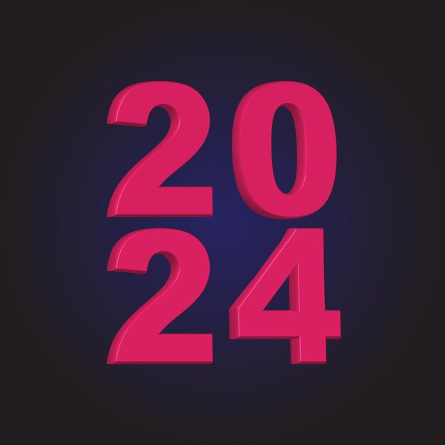 vector happy new year 2024 3d modern minimal background design