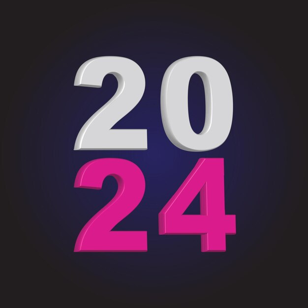 vector happy new year 2024 3d modern minimal background design