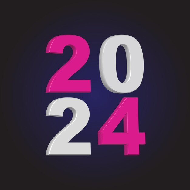 vector happy new year 2024 3d modern minimal background design