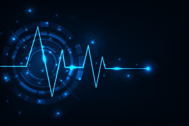vector heart wave technology technology digital medical background