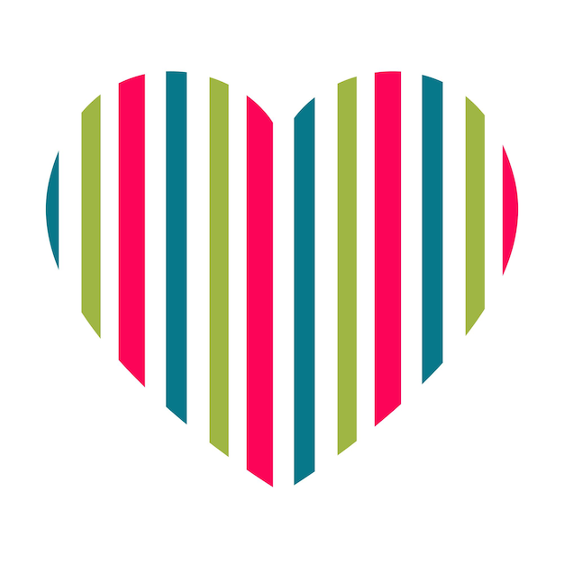 vector heart with vertical stripes pattern